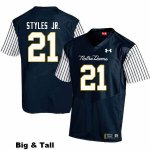 Notre Dame Fighting Irish Men's Lorenzo Styles Jr. #21 Navy Under Armour Authentic Stitched Big & Tall College NCAA Football Jersey HJN3799FL